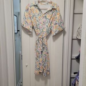 Summer Salr white silk button up dress